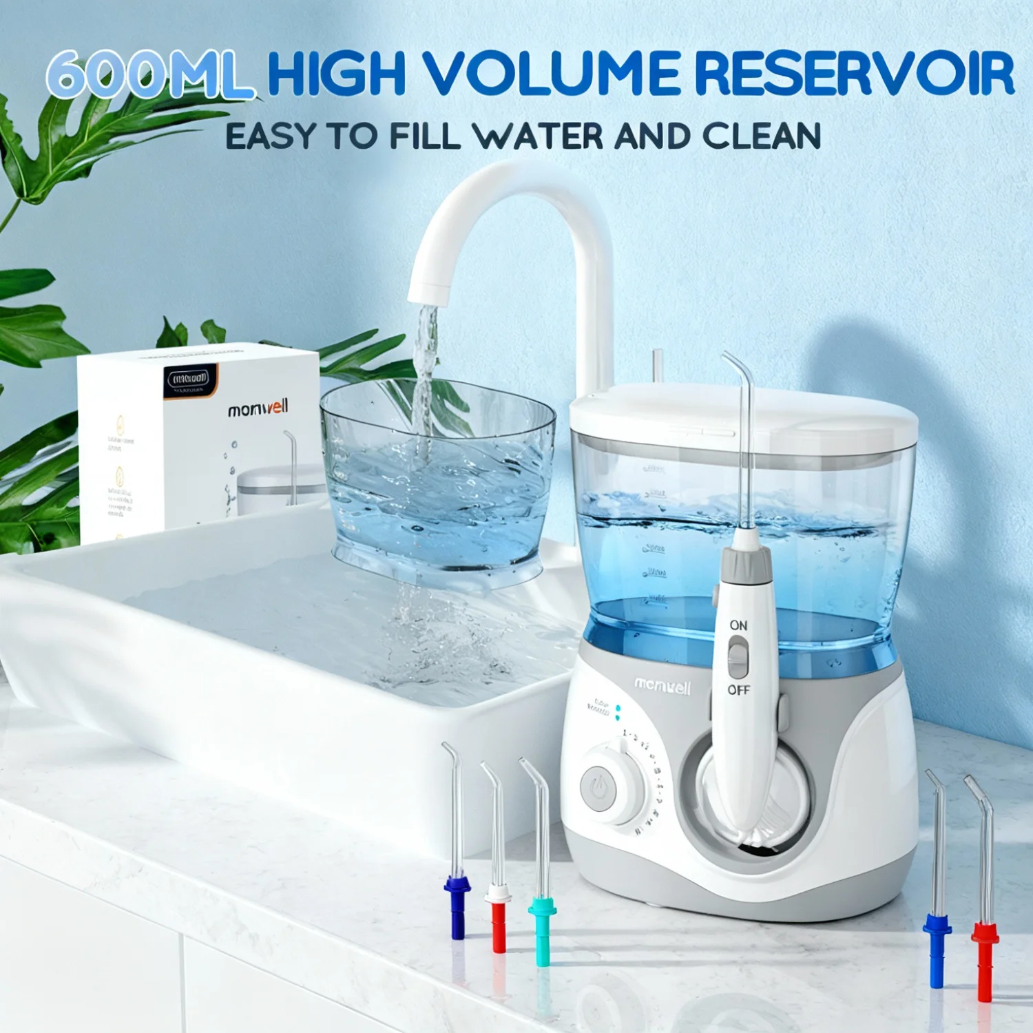 Водяная ирригатор для зубов: 2 режима и 12 настройки давления, зубная нить для домашнего использования, ​ ​ 6 струйных наконечников для нескольких пользователей, семьи