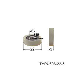 Polyurethane Roller TYPU696-22-5mm Flat Type ID6 OD22 TPU 1pcs Transparency Wheel Roller Pulley With 304 Screws Guide Wheel