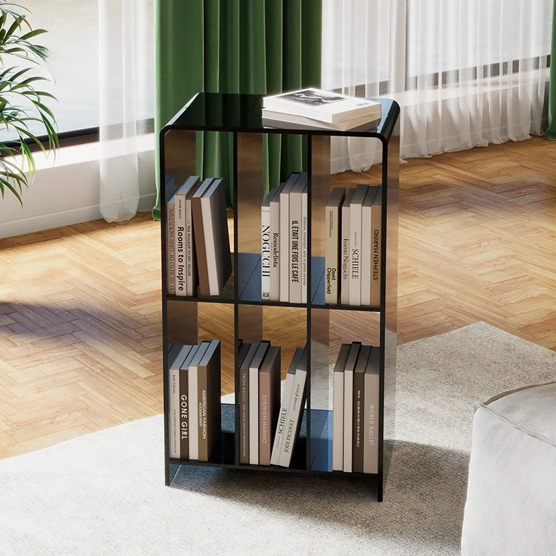 Italian Simple Bookshelf Sofa Living Room Transparent Bookcase Side Table Home Light Luxury House Bedside Small Table