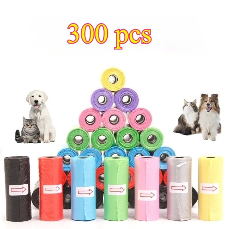 300 stücke Cartoon Pfote Hund Kot Taschen Katze Haustier Poop Taschen Wurf Tasche Für Haustier Katzentoilette Tasche Auslaufsicher hund Abfall Taschen Pet Liefert