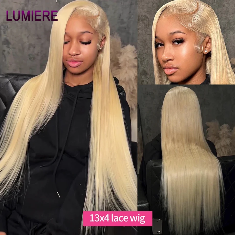 

Lumiere 30 Inch 13x4 HD Transparent 613 Straight Blonde Lace Frontal Wigs Human Hair Brazilian 4x4 Lace Closure Wigs For Women