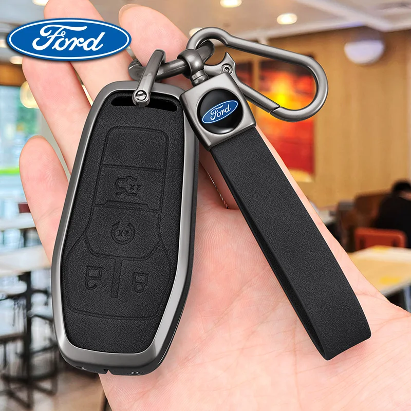 Zinc Alloy Car Key Case Fob Cover Shell for Ford Fusion Mondeo Mustang F-150 Explorer Edge 2015 2016 2017 2018 Auto Accessories