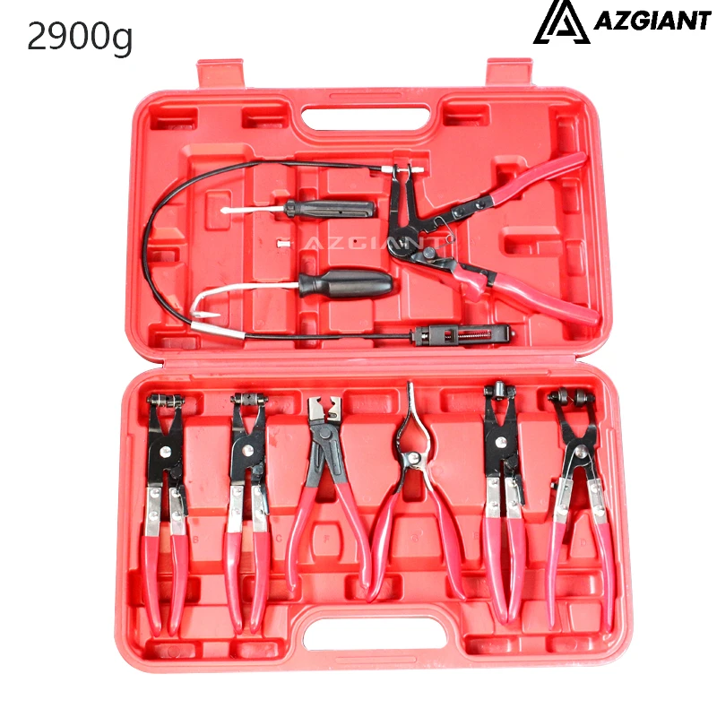 9pcs Hose Clamp Pliers Flexible Wire Long Reach Plier Fuel Oil Water Hose Remove Repair Tool Kit