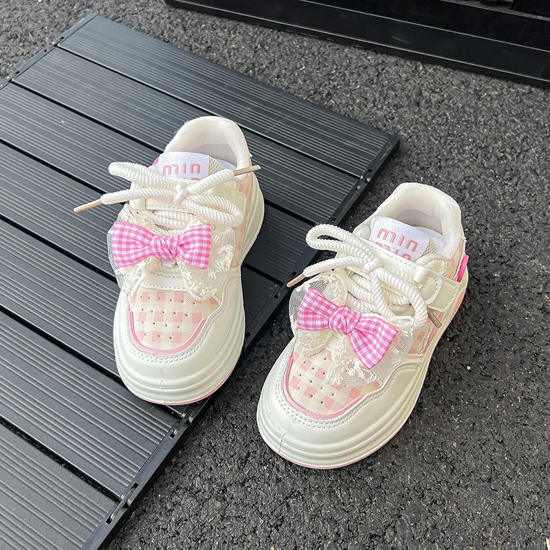 

Cute Bowknot Children's Shoes for Girl's Cartoon Sneakers Fashion Casual Board Shoes Autumn Kid's Sneakers Girl Running Shoes