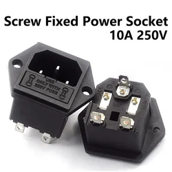 5PCS 10A250V LZ-14-F1-3P lEC320 C14 3 Pins Panel Mounted Plug Connector AC Electrical Inlet Module Power Socket With 5x20mm Fuse