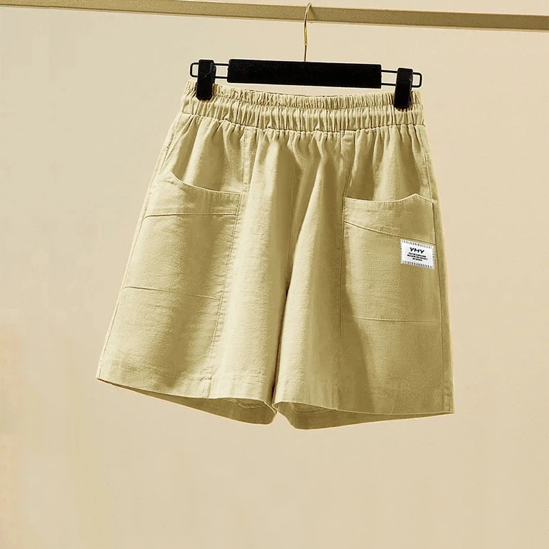 Women Clothing Street Casual Elastic Waist A-line Wide Leg Shorts Summer New Solid Color Loose All-match Shorts Fashion Trend