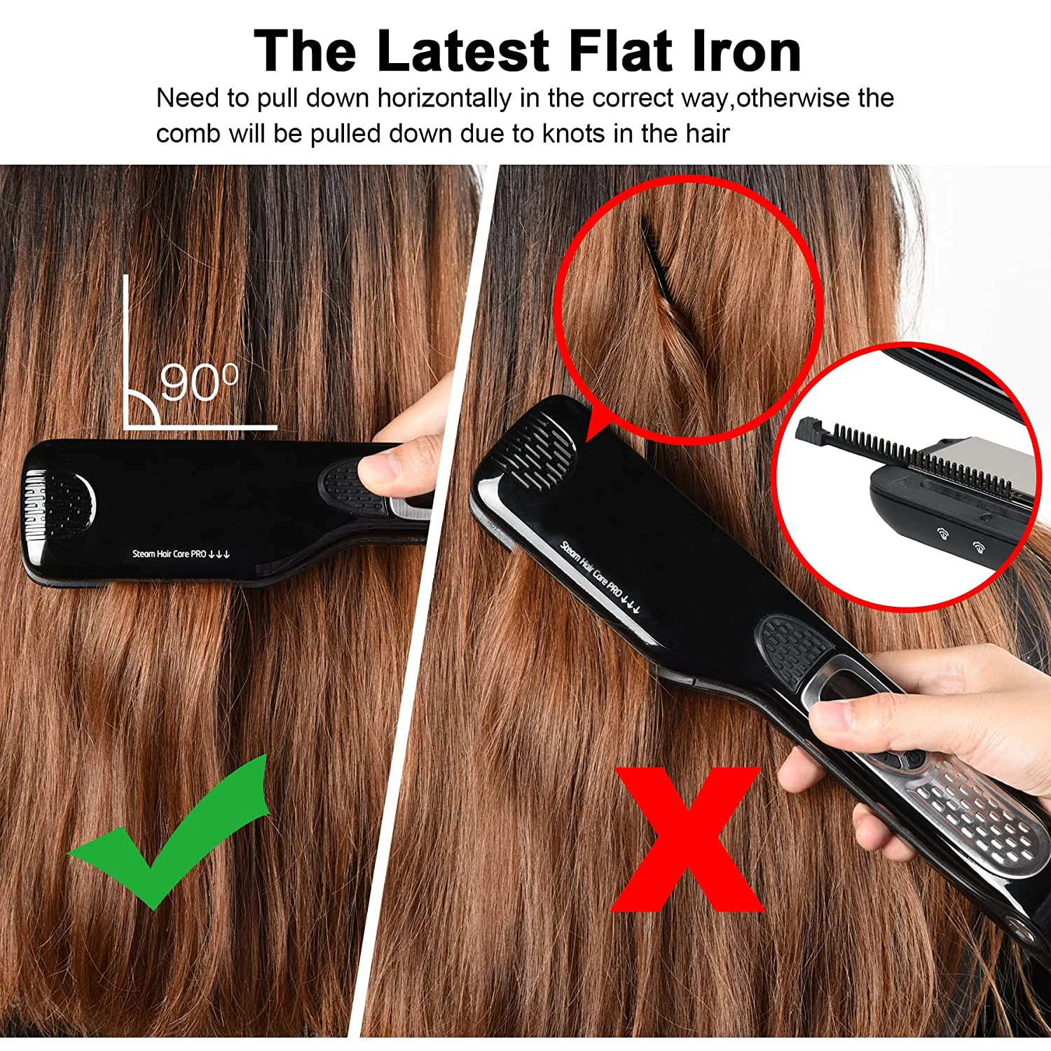 Steam Hair Straightener Brush Ceramic Flat Iron Professional Hair Straightening Iron Comb Electric Hair Crimper Heating Comb