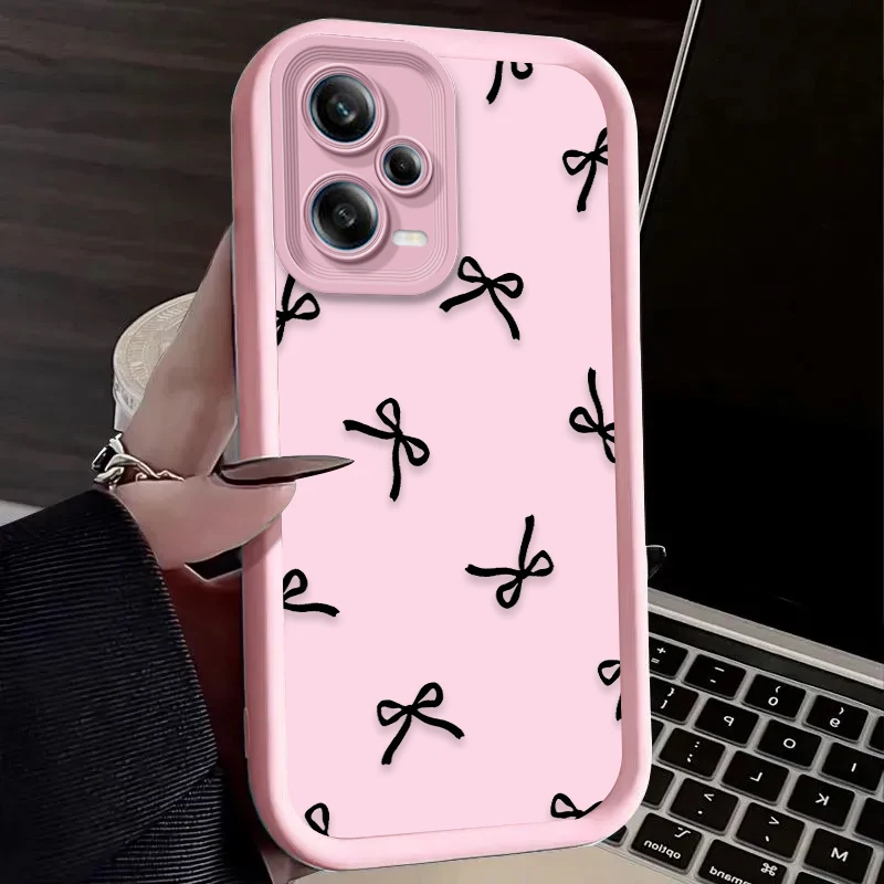 Black Love Heart Bowknot Phone Case for Xiaomi Redmi Note 13 14 14S 12 11 Pro Plus 5G 12S 11S 10S 10 9 Redmi 14C 13C 12C 12 4G view 4