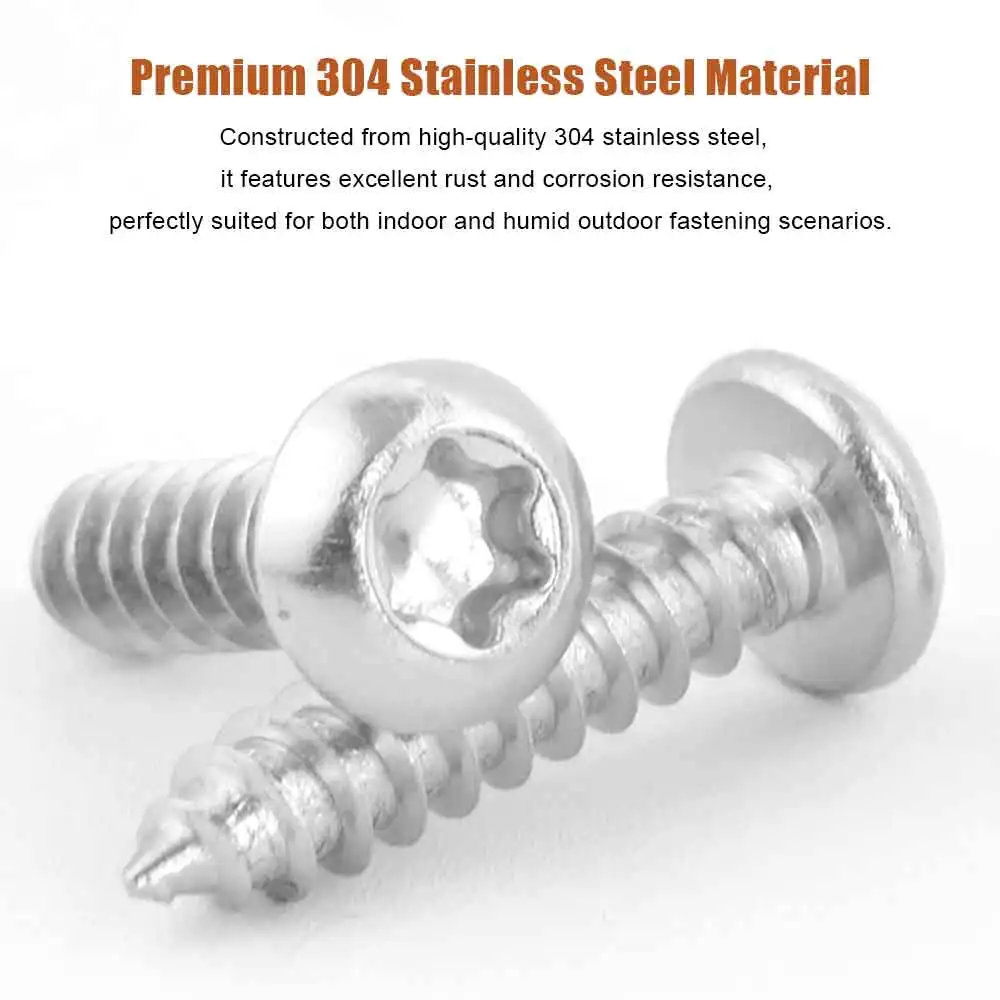 M2 M2.3 M2.6 M3 M3.5 M4 M5 M6 Six Lobe Star Round Head Tapping Screw 304 Stainless Steel Torx Drive Pan head Self Tapping Screw