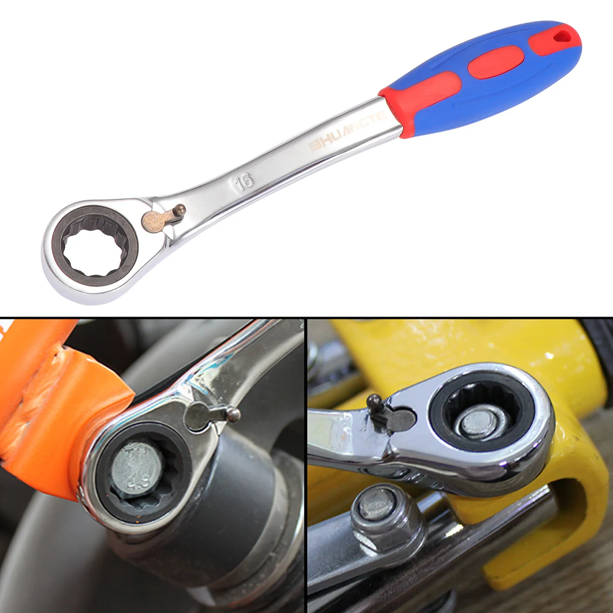 16Mm Reversible Ratchet Wrench Tough Steel Construction No More Tool Switching Saves Time in Tight Spots Wrench Spanner Tool #3