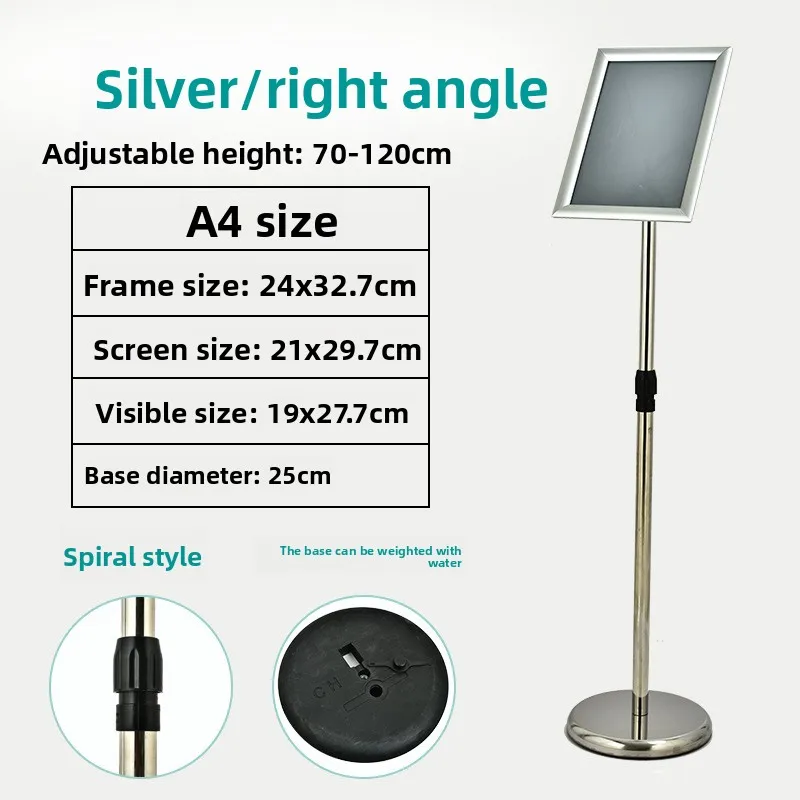 A4 Stainless Steel Floor Sign Stand Vertical Billboard Hotel Lobby Guide Display Rack Portable Business Public Area Direction