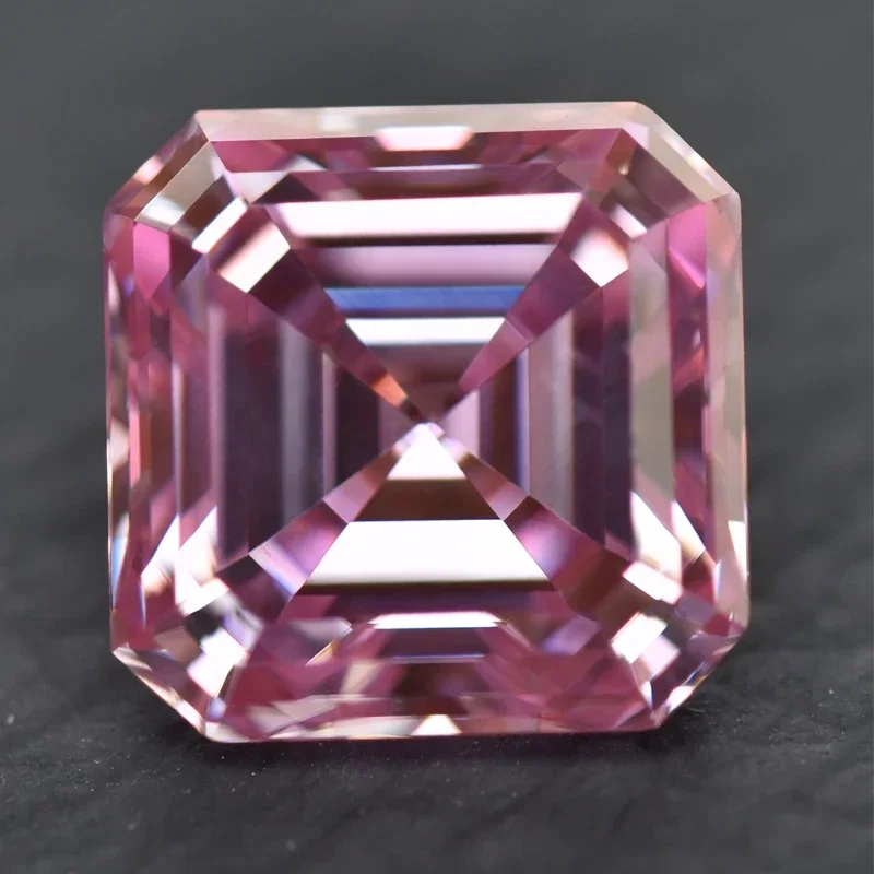 Moissanite Diamond Sakura Pink Color Asscher Cut Lab Created Gemstone for DIY Jewelry Rings Earrings Making with  Certificate