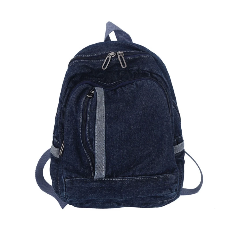 All-Match-Rucksack, Denim-Tagesrucksack, doppelte Schulter-Schultasche, blauer Jean-Rucksack, Schultasche für Damen und Mädchen,