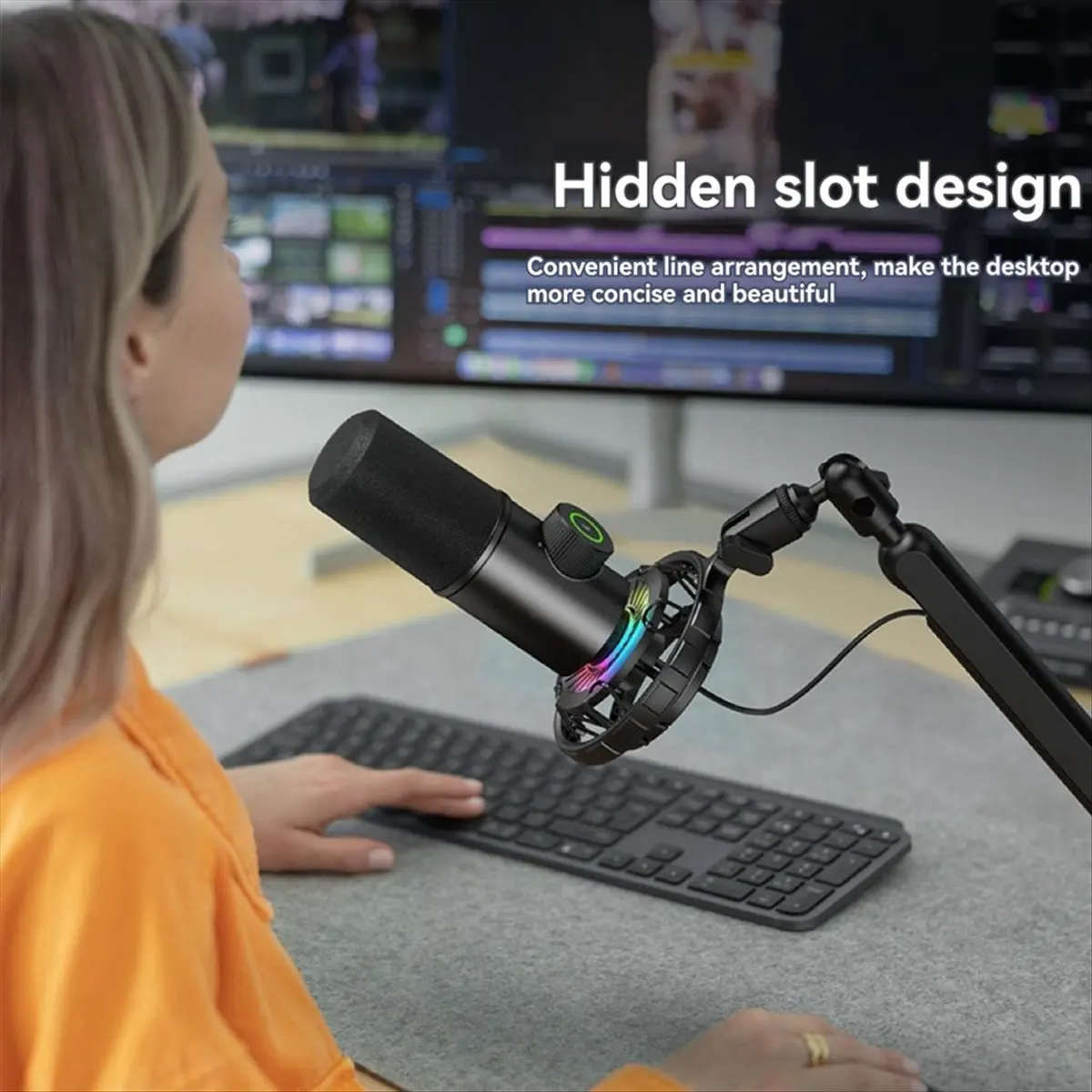 【New Arrival】 Microphone Bracket, Adjustable 360 ° Suspension Arm, Adjustable Rod Microphone Bracket, with Desktop Mounting Clip
