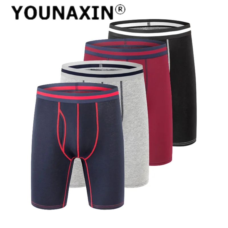4 Pcs Mens Long Leg Undies Cotton Underwear Boxers Shorts Briefs Big Size Panties Plus Underpants Knickers 2XL 3XL 4XL 5XL