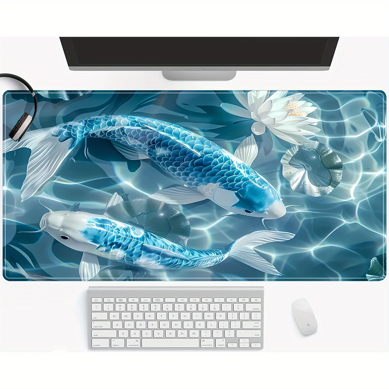 

Blue Carp Design Mouse Pad Large Rubber Base Anti-slip PC Desk Accessories Mousepad for Office and Gamer Keyboard Mats Decor Mat