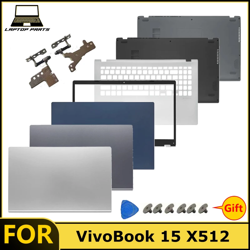 New For VivoBook 15 X512/V5000/M5050/A512/F512/Y5100 Laptop LCD Back Cover Bezel Palmrest Bottom Laptop Frames Hinges