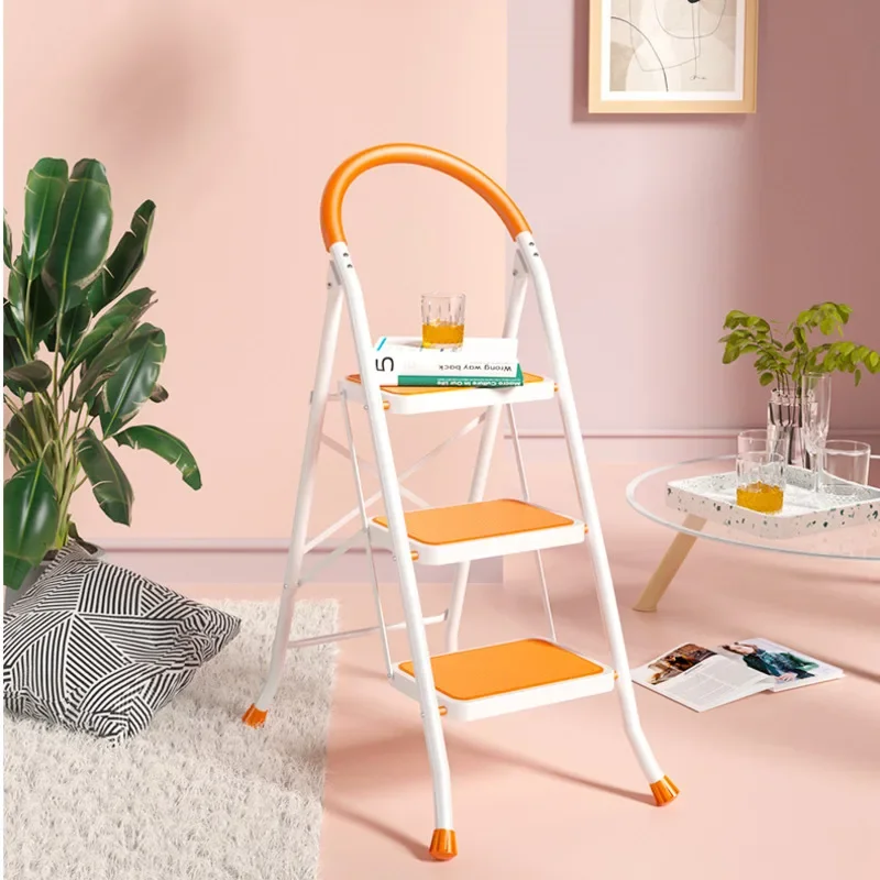 Home Multifunctional Ladder Indoor Folding Thick 3 Steps Stool Wide Pedal Stool Step Ladder Living Room Storage Rack