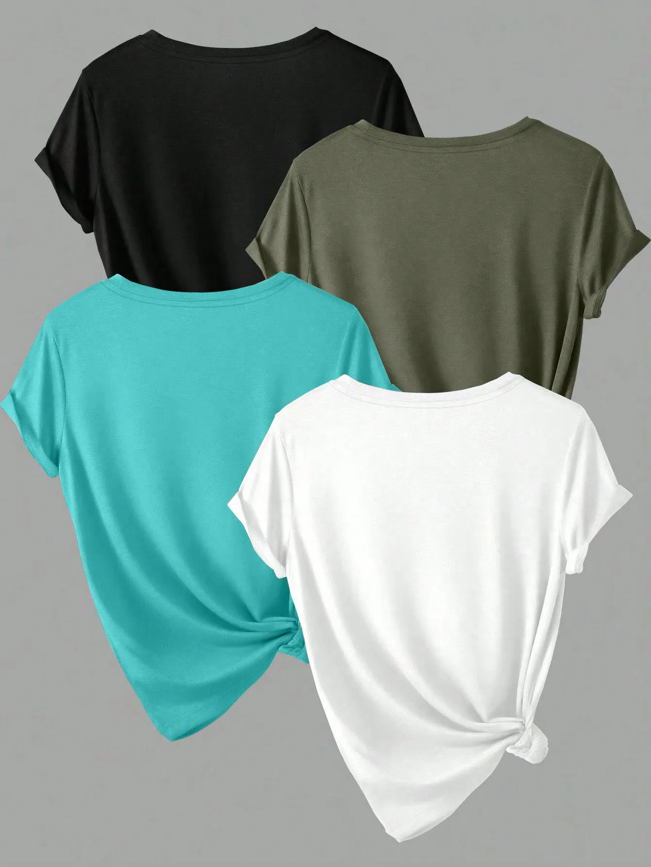 

New fashionable women's round neck casual comfortable T-shirt four piece set