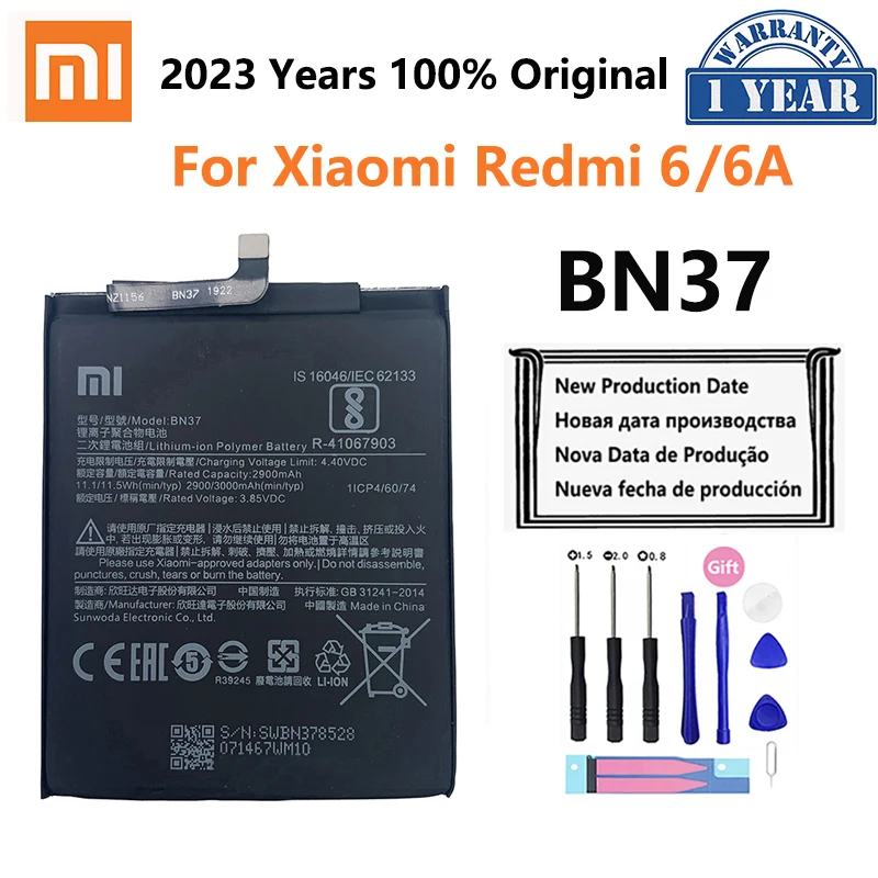 Batería Original Xiao mi BN37, 100% mAh, para Xiaomi Redmi 6 Redmi6 Redmi 6A, repuesto de alta calidad