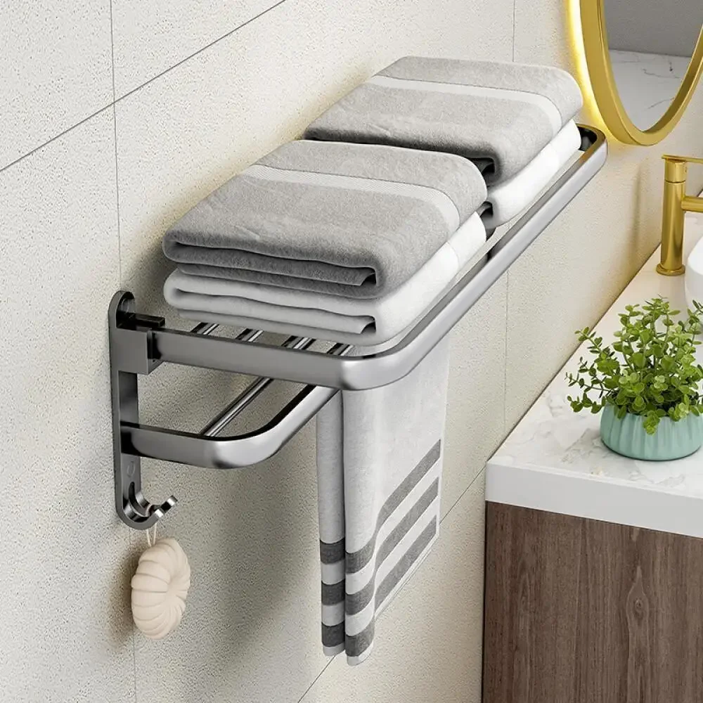 Towel Holder Punch-Free Bathroom Wall Mounted Luxury Towel Storage Organizer Toilet Rack Pendant Rack Wholesale Price