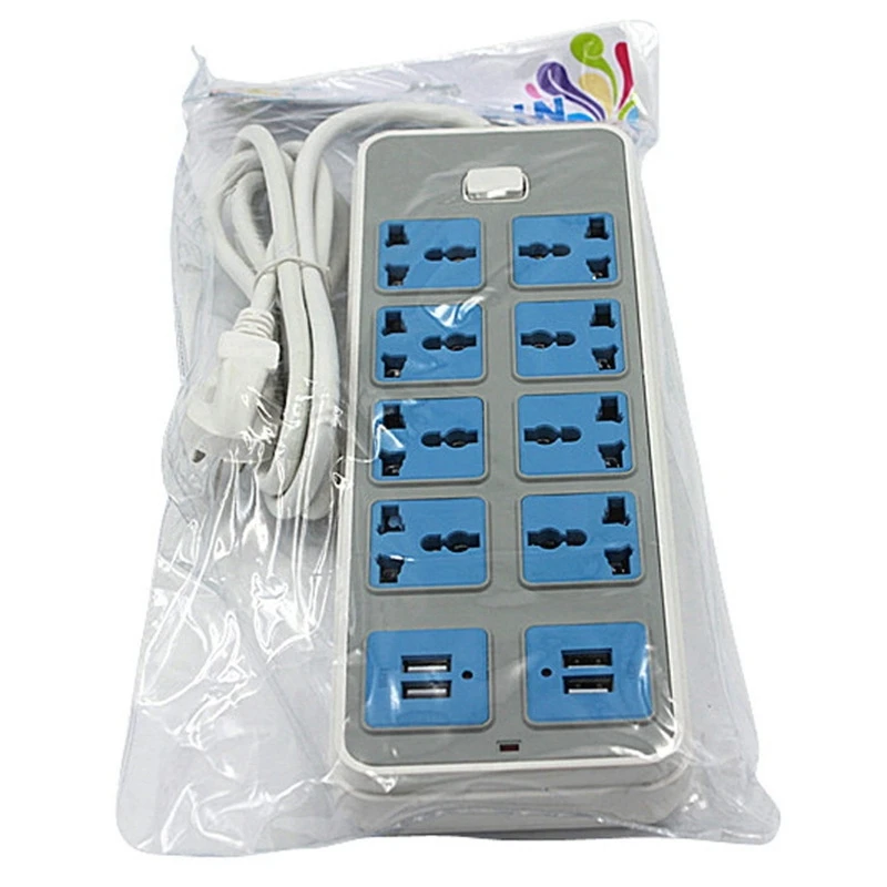 ABAN Power Strip Surge Protector with 4 USB and 8 Outlets Ports 6.5 Feet Extension Cord 3000W 10A for Home Dorm-US Plug