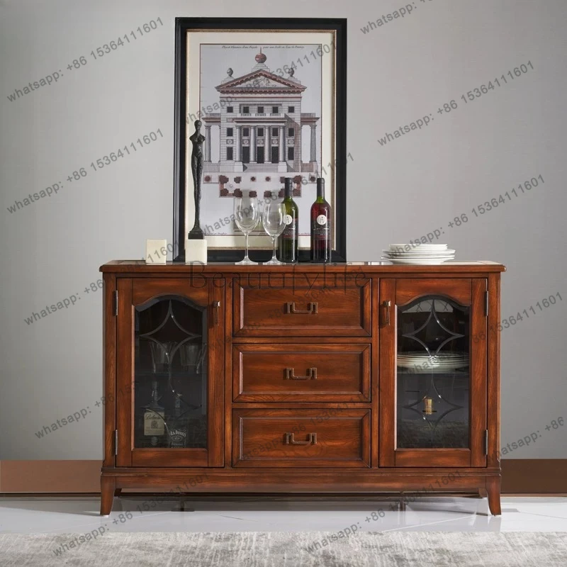 

American solid wood dining side cabinet kitchen slate cupboard storage storage locker