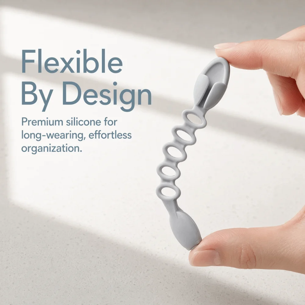 Wall-Mounted Silicone Cable Organizer Traceless Elastic Cable Holder Organizer Space-Saving Cable Management