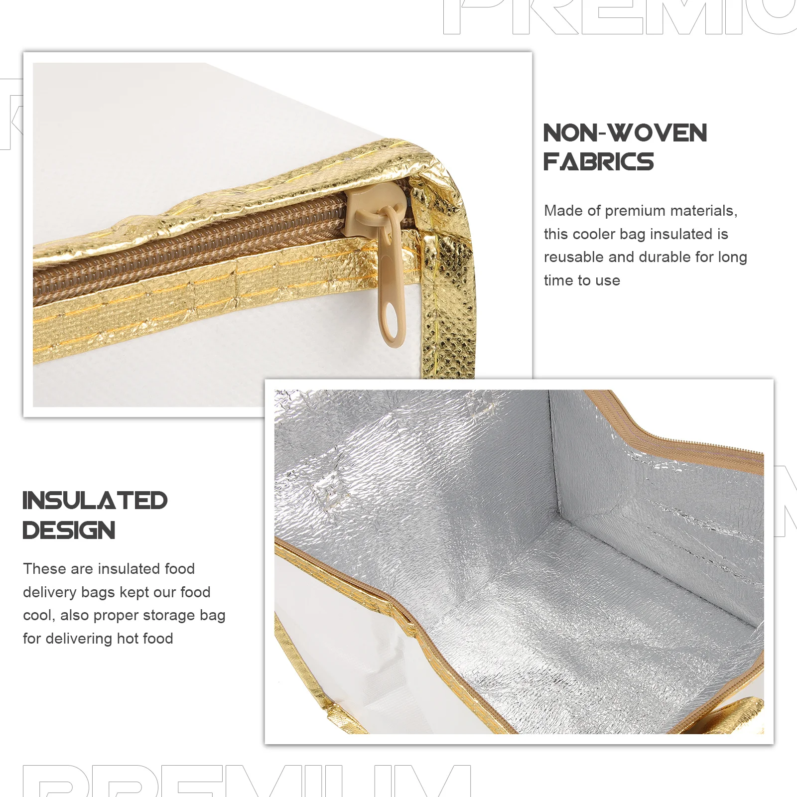 

2Pcs Thermal Bag Insulated Food Carrier Waterproof Cooler Pouches for Lunch Delivery Grocery Shopping Portable Tote