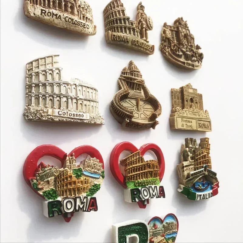 Roma Italy Landmark Fridge Magnet Tourist Souvenirs Colosseum Wishing Pool Magnetic Refrigerator Sticker Resin Crafts Collection