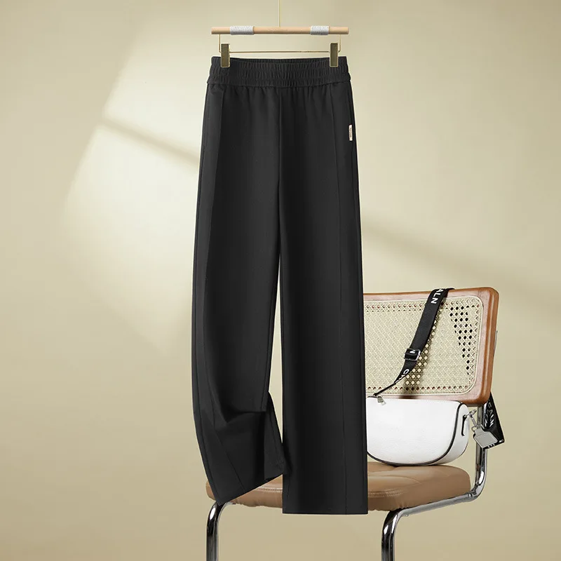 

Женские летние драпированные простые удобные прямые повседневные длинные брюки с высокой талией и драпировкой