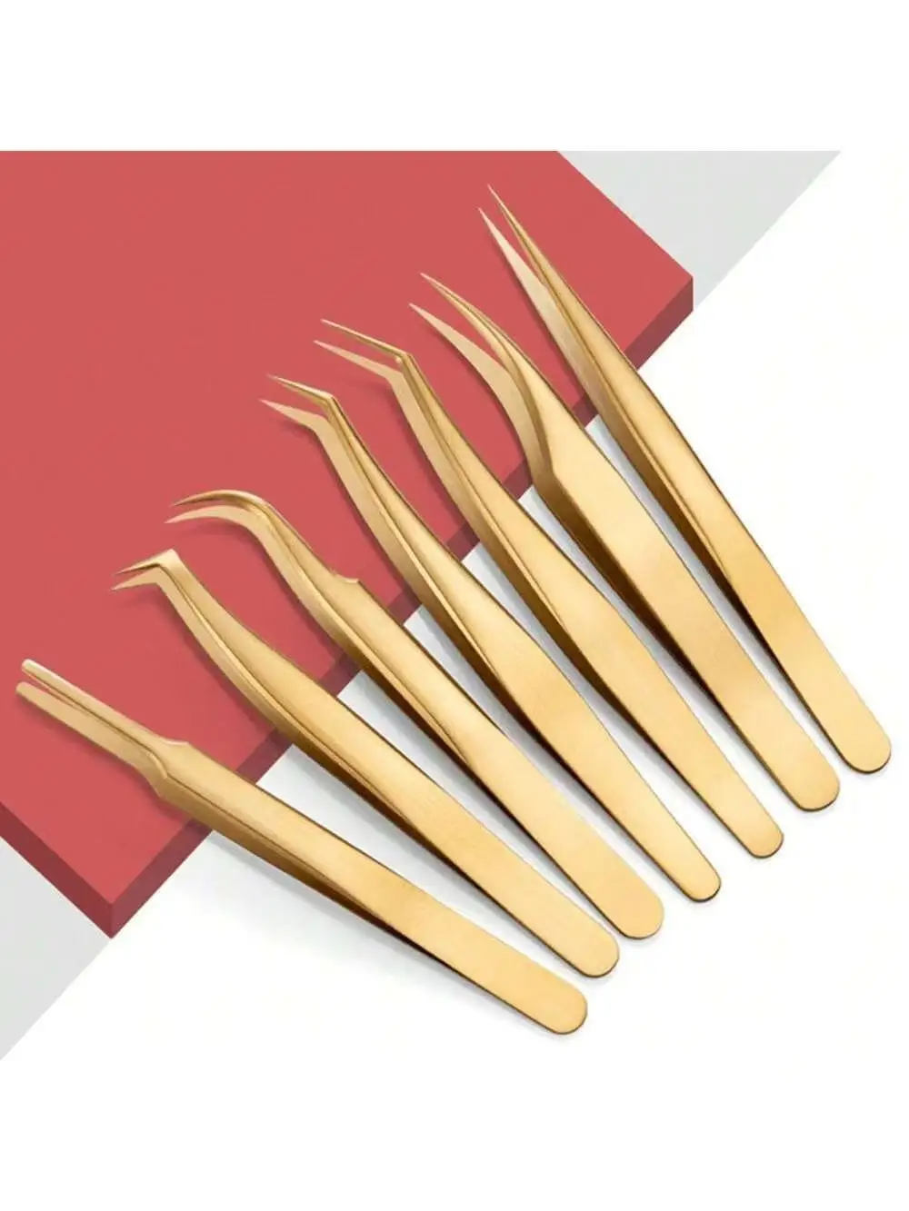 ゴールデンプロフェッショナルまつげエクステンションピンセットセット装飾帯電防止イルカ孔雀蝶ラッシュエクステンション精密ストレート