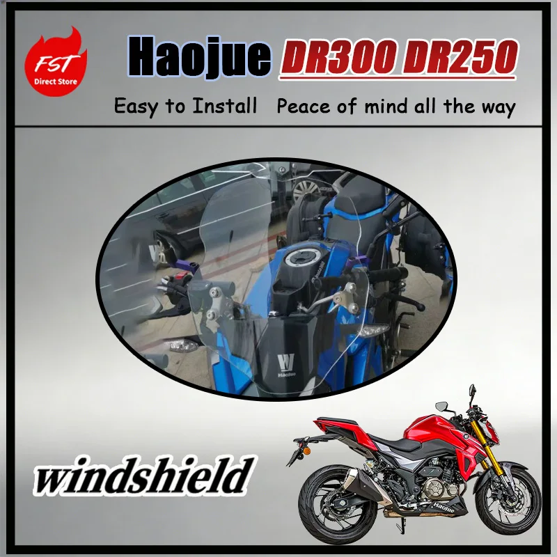 

FOR Haojue DR300/250 Smoke Black Front Windshield Sport Wind Deflector UV Protection Aerodynamic Fairing Accessories Motorcycles