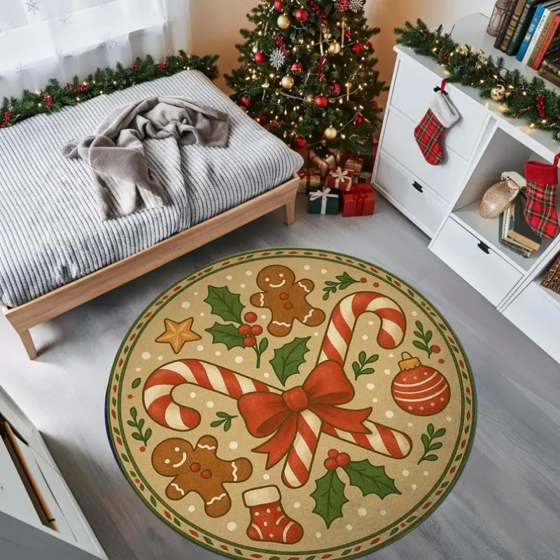 3D Christmas Village Rug Winter Snow Town Carpet Cozy Holiday Floor Mats Glowing Light Xmas Home Decor Gift Idea