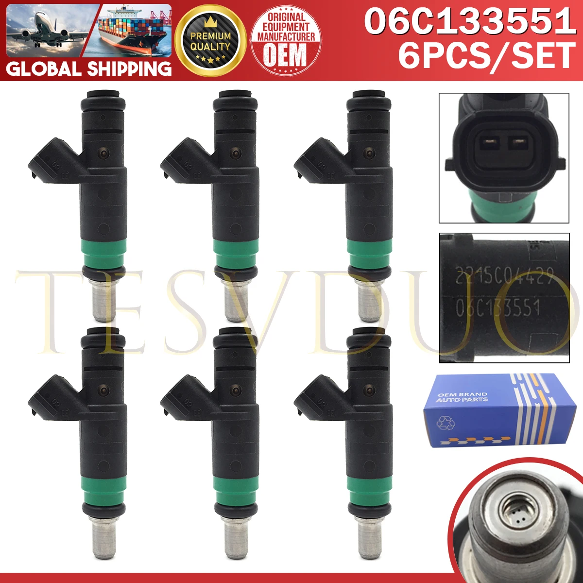 4/6Pcs Fuel Injector 06C133551 For AUDI A4-QUATTRO 2002~2006 A6-QUATTRO 2002~2004 3.0 V6