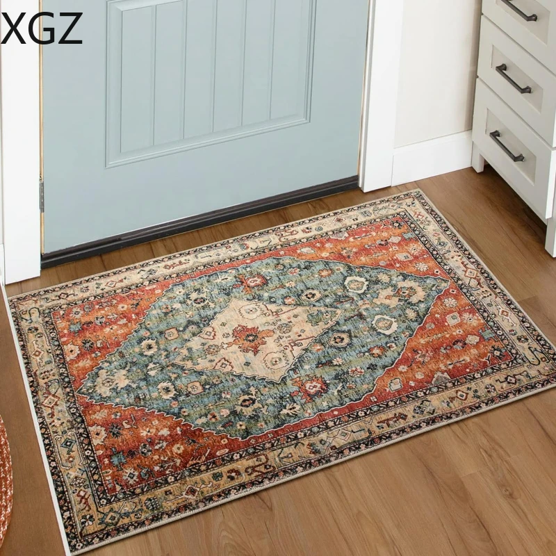 Retro Persian print door mat non-slip anti-wrinkle children's room bedroom decoration carpet balcony kitchen floor mat