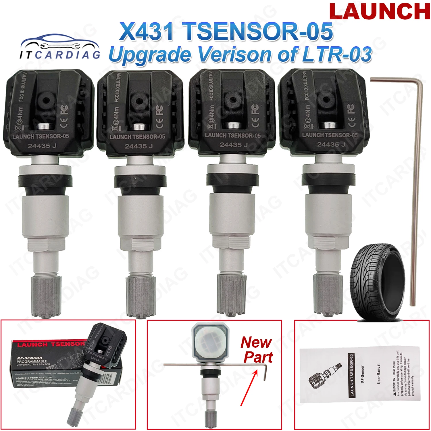 

Newest LAUNCH X431 TSENSOR-05 2In1 TPMS rf-Sensor 31&433MHz Automotive Car Tire Pressure Repair Tool upgrade of Sensors LTR 03