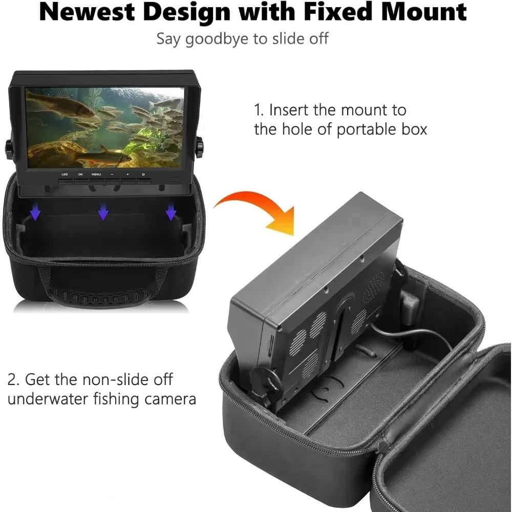 Underwater Fishing Camera DVR w/Bracket - 7 inch Ice Fishing Camera Underwater， 1200TVL Portable Ice Fishing Fish Finder