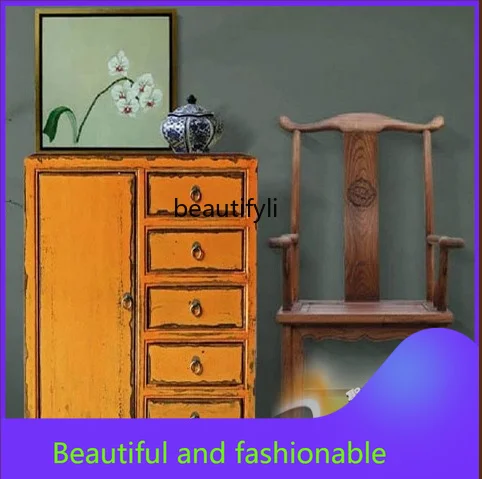 

Solid wood antique furniture 5 drawers 1 foyer porch cabinet locker