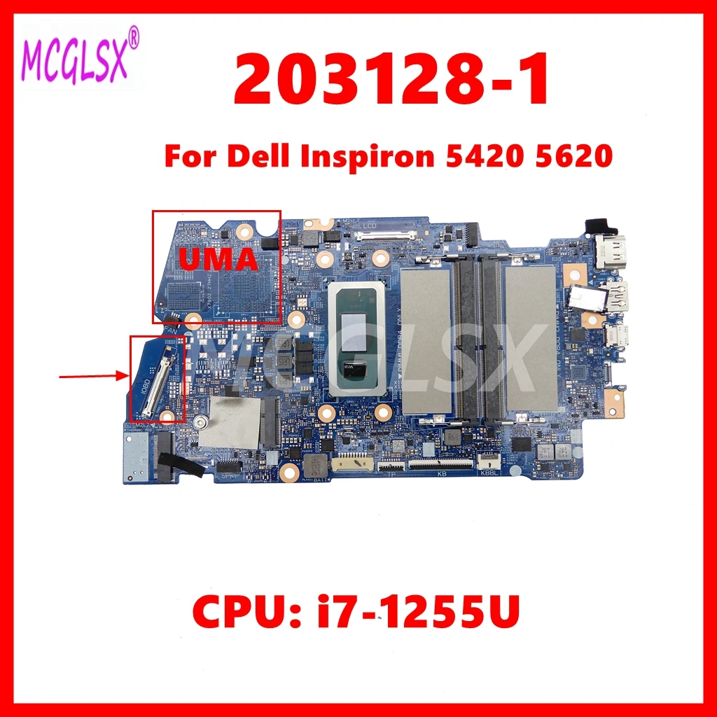 203128-1 placa-mãe do portátil para dell inspiron 14 5420 16 5620 notebook mainboard cn-0x6mpm com i7-1255U cpu 100% testado ok