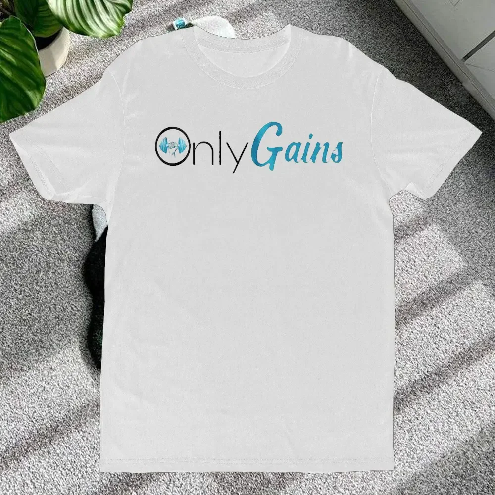 Funny Workout Shirt for Men - Only Gains - Lifting Shirt Fashionable Men's Summer Short Sleeve Cotton Shirt Comfortable Clothing