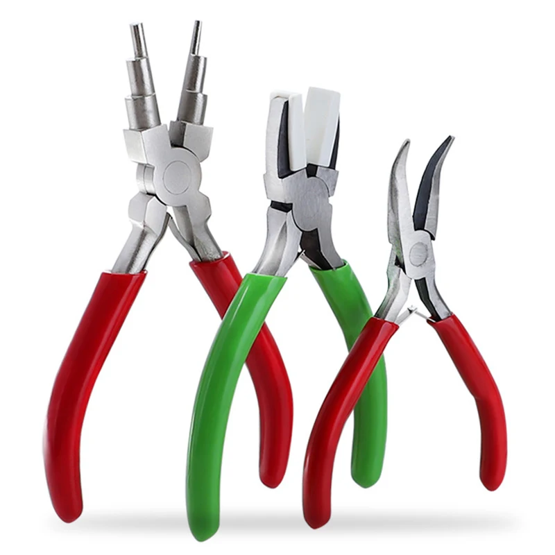 3Pcs/Set Multi-functional Wire Winding Pliers Flat Nose Nylon Plier Mini Jewelry Plier DIY Handmade Wound Styling Pliers