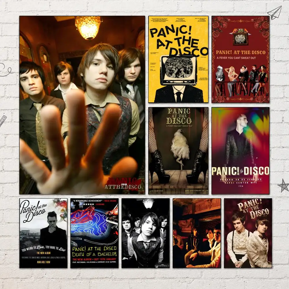 Band P-Panic! At The Disco Poster PP Self-Adhesive Waterproof Wall Decor for Bedroom,Living Room,Dorm,Bar Aesthetic Decor Gift