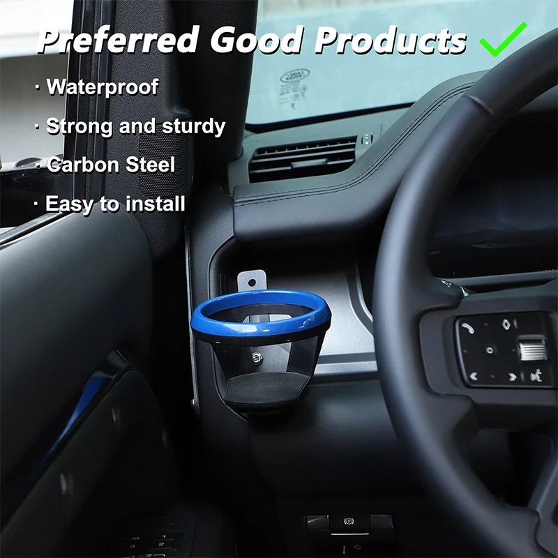 

For Land Rover Defender 110 130 20-26 Carbon Steel Black Car Passenger Dashboard Side Cup Holder Interior Car Accessories