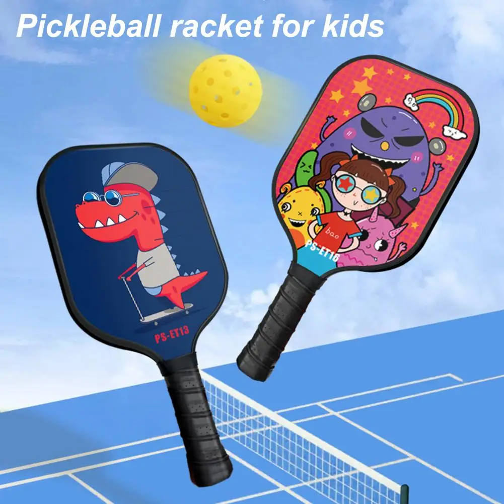 Cartoon Pattern Pickleball Racket Glass Fiber Children Pickleball Racket Colorful Children Teens Pickleball Racket Birthday Gift