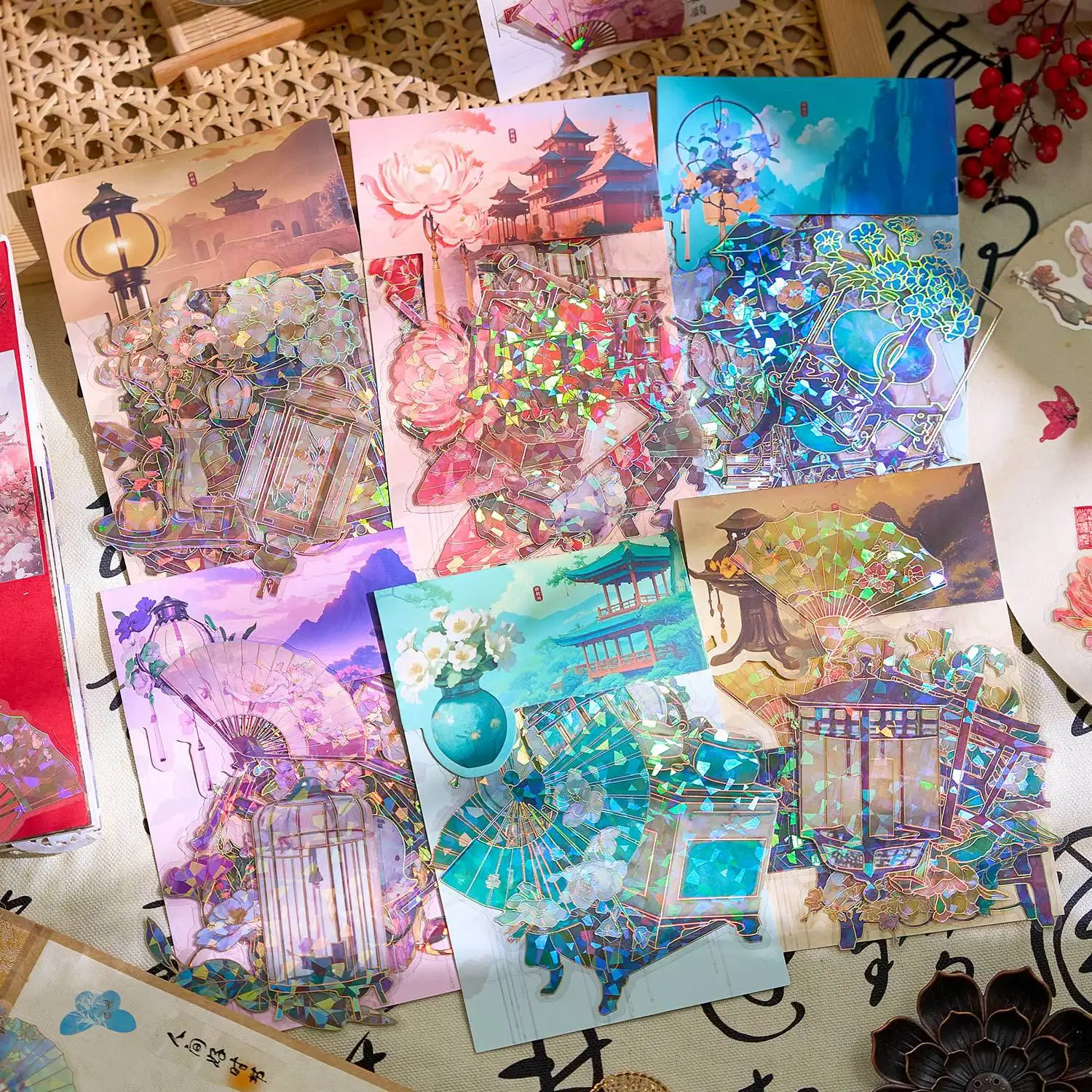 20 Stück Laserschale, helles Papier, DIY-Collage, dekorative Aufkleber, Scrapbooking-Material, handgefertigt, Tagebuch, Album, Junk Journal Supplies