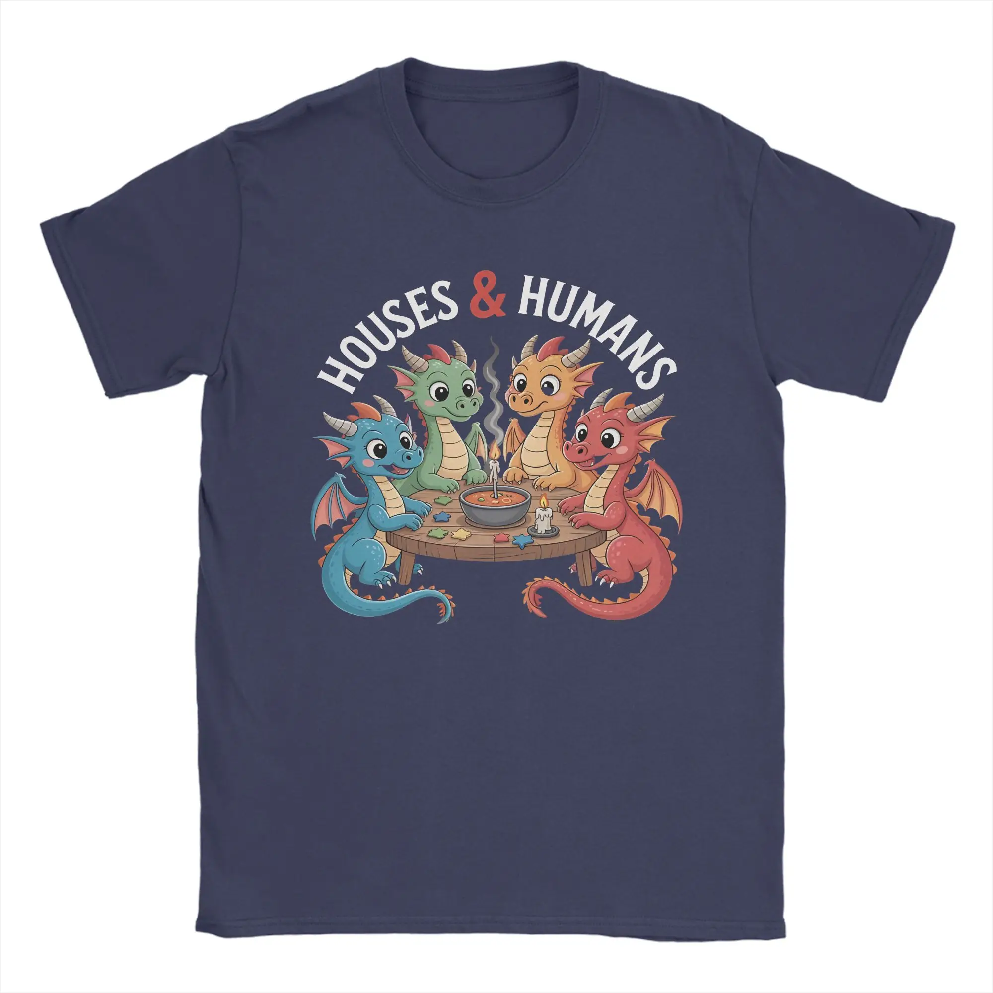 Kawaii Gaming Houses and Humans Funny RPG Parody Gamer  T-Shirt For Men Women Cotton Short Sleeve DnD  Round Neck Summer Tops