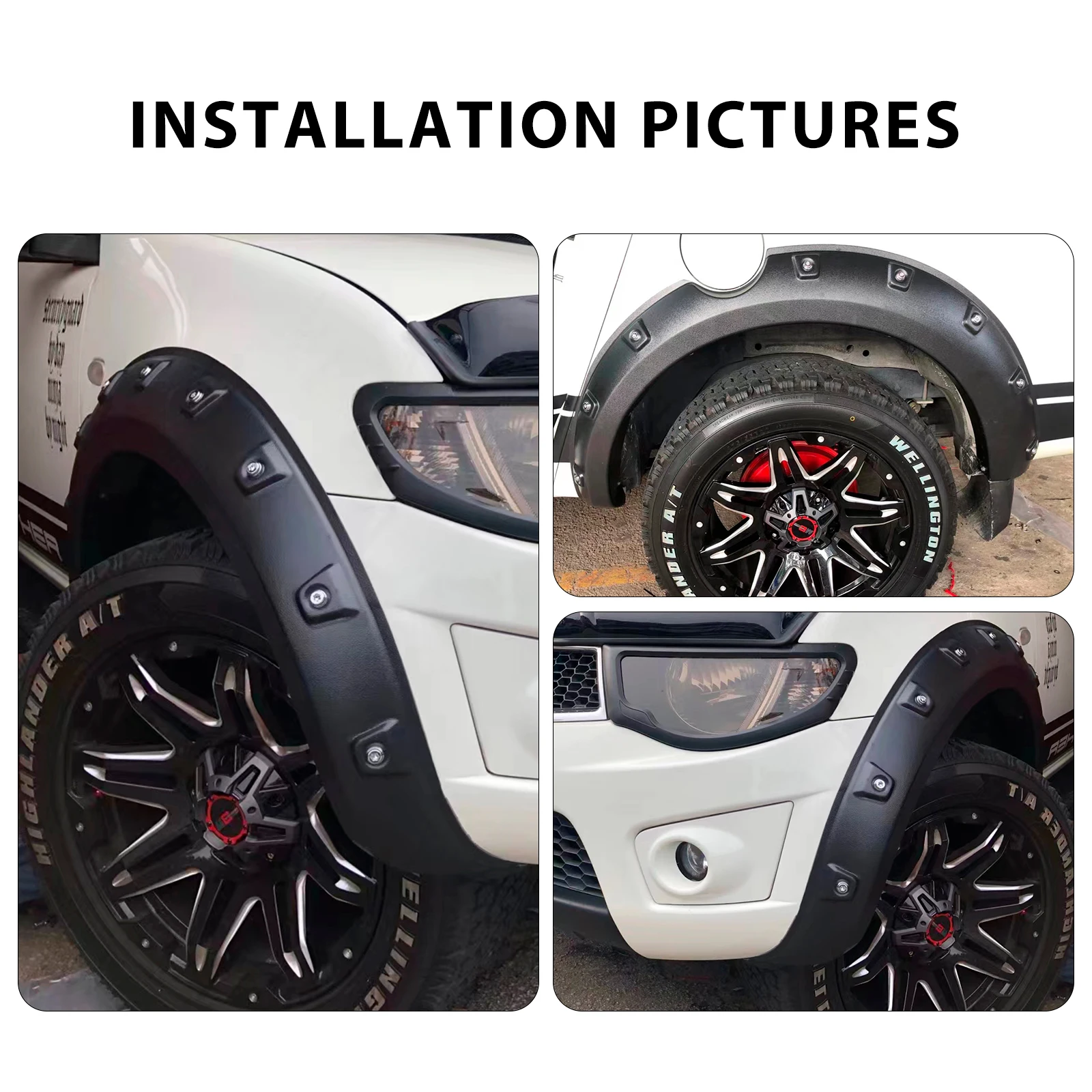 Fender Flares Wheel Arch for Mitsubishi Triton 2006-2014 Fenders with Rivet Paint Matte Black Double Cab Accessories