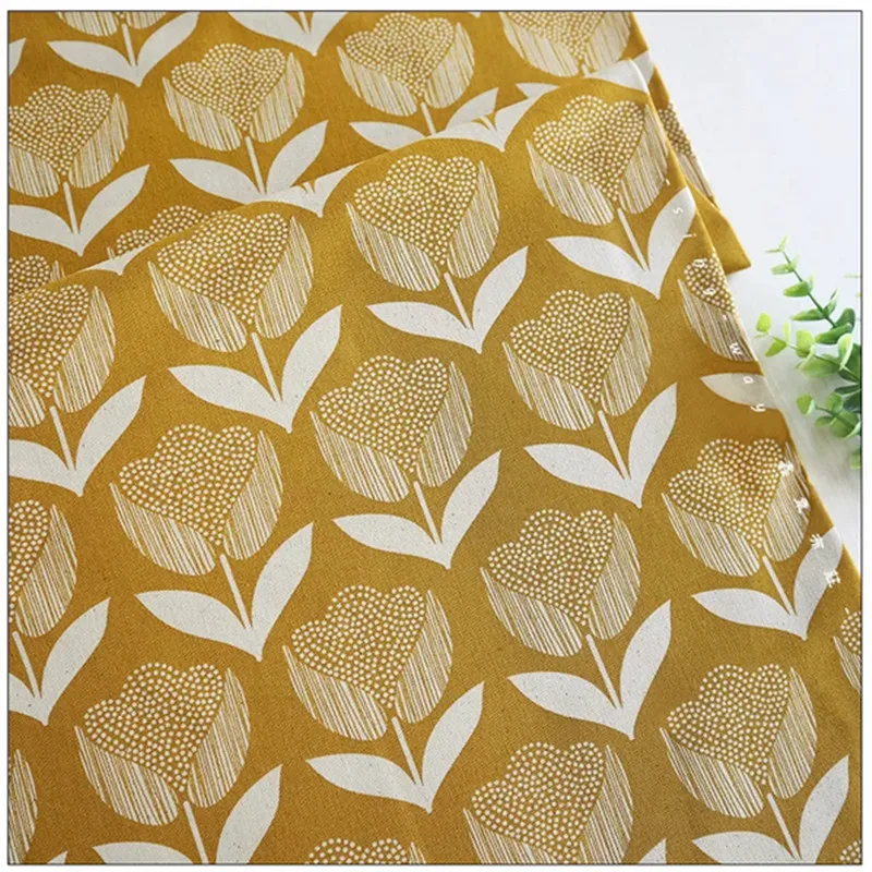 Thicken Cotton Fabrics, Northern Europe Flower Print, Handmade DIY Bag, Pillow Material, 100% Cotton Imitate Linen, CR-1836