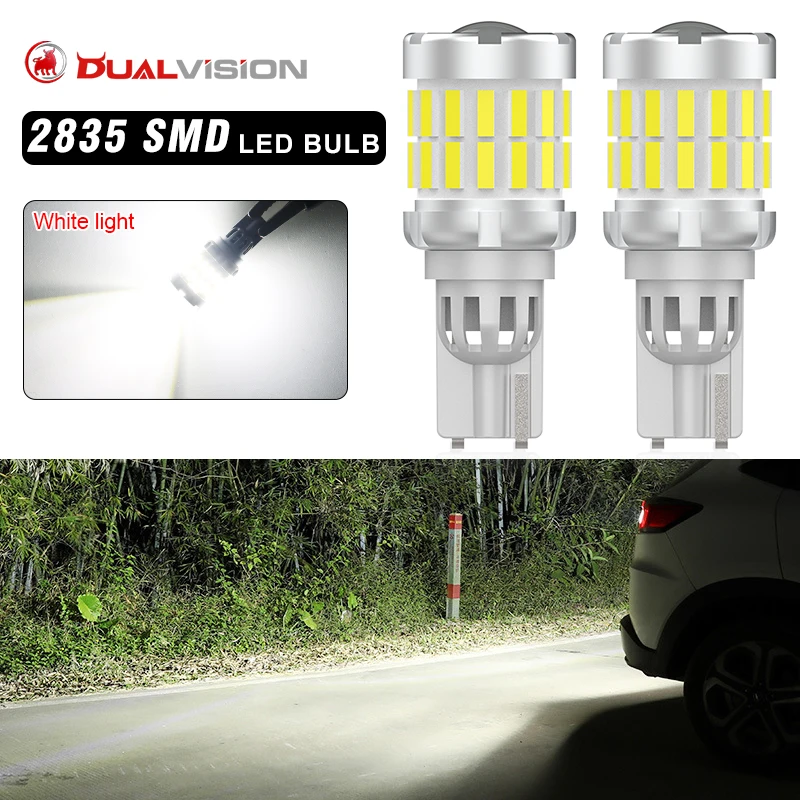 2Pcs 2400LM Canbus T15 W16W LED No Error 921 912 LED Lamp for 12/24V Car Back up Reverse Lights No Hyper Flash Xenon White 6000K